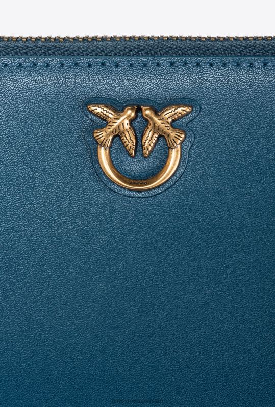 posete | poseta din piele cu fermoar Pinko teal-aur antic B0D081148