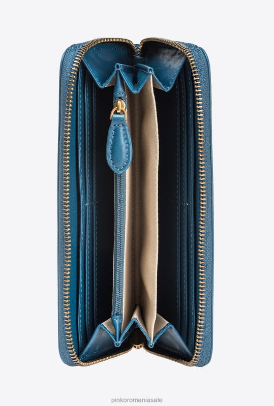 posete | poseta din piele cu fermoar Pinko teal-aur antic B0D081148