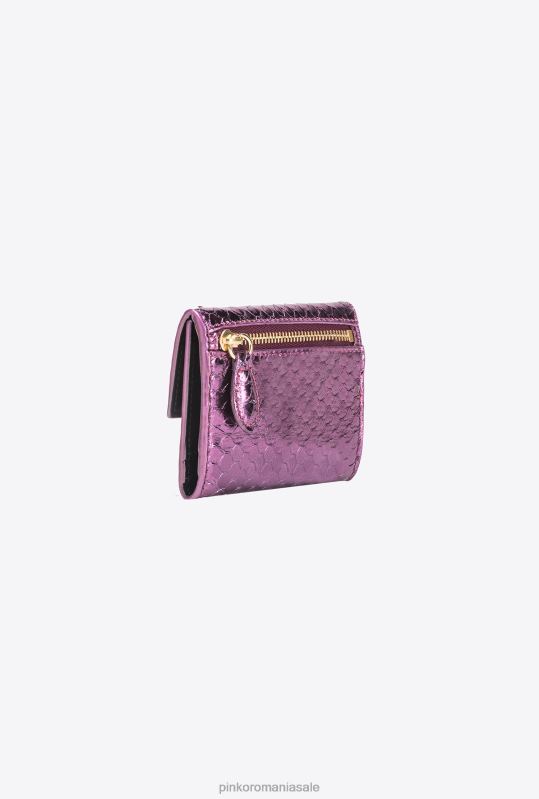 posete | poseta galleria compacta din piele de reptila laminata Pinko auriu violet-lucitor B0D081166