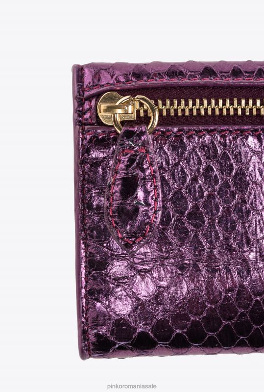 posete | poseta galleria compacta din piele de reptila laminata Pinko auriu violet-lucitor B0D081166