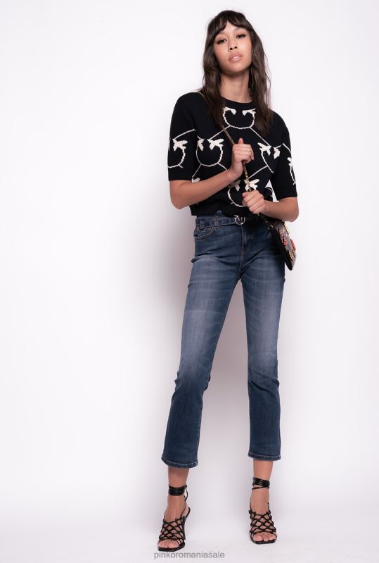 blugi | blugi bootcut cu centură love birds Pinko mostrine blue B0D08895