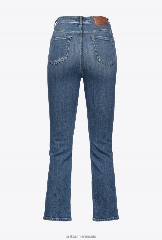 blugi | blugi bootcut cu petice laser Pinko spălare la mijloc B0D08880