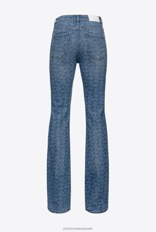 blugi | blugi din denim evazați cu logo Pinko alb/albastru închis B0D08870