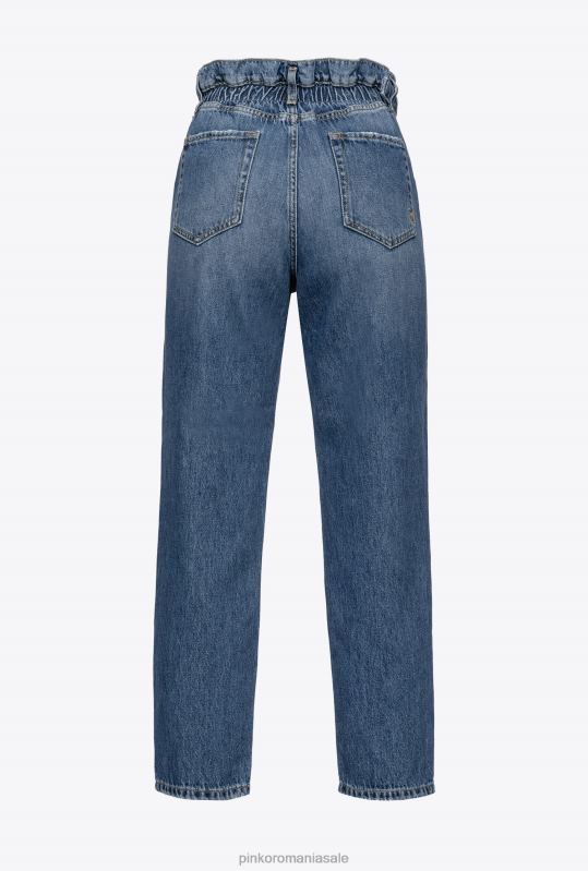 blugi | blugi mom-fit cu centură love birds Pinko spălare vintage medie B0D08851