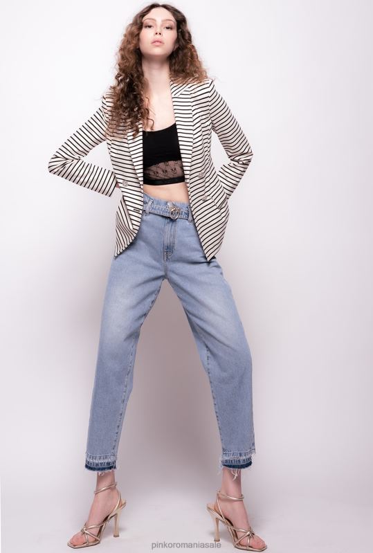 blugi | blugi mom-fit cu centură love birds Pinko umbra albastru B0D08886