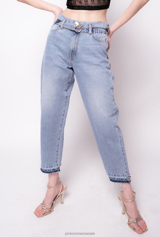 blugi | blugi mom-fit cu centură love birds Pinko umbra albastru B0D08886