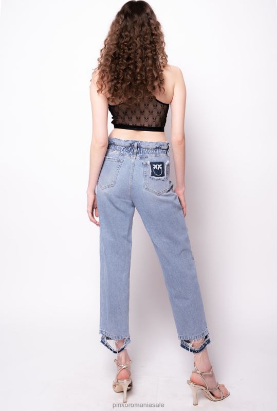 blugi | blugi mom-fit cu centură love birds Pinko umbra albastru B0D08886