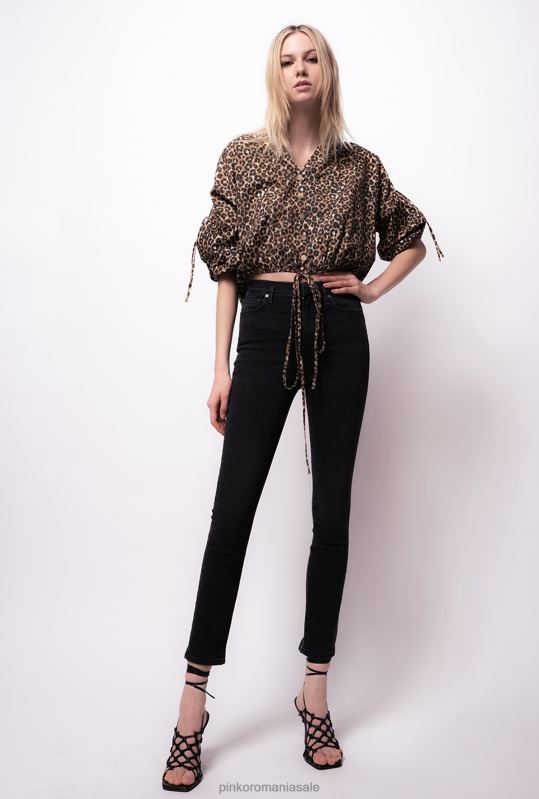 blugi | blugi skinny cu centură de păsări de dragoste Pinko limuzina neagră B0D08891