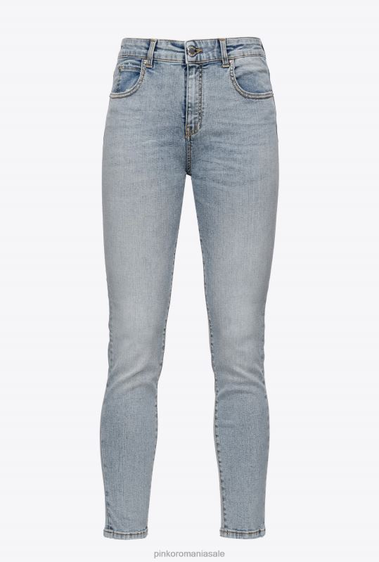 blugi | blugi skinny din denim pudrat elastic cu aspect uzat Pinko spălare galbenă B0D08871