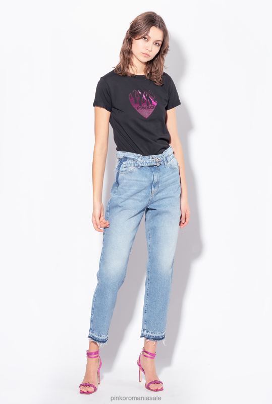 blugi | blugi vintage mom-fit cu centură Pinko spălare vintage ușoară B0D08864