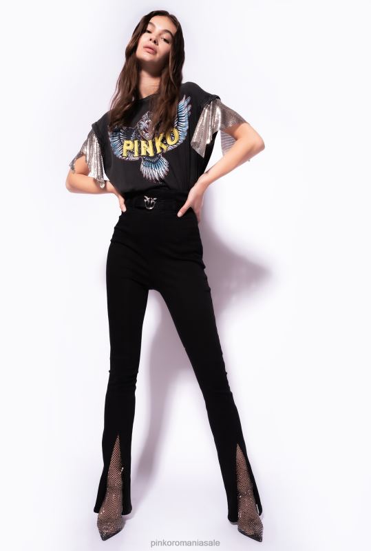 blugi | jeggings slim-fit cu crapatură la tiv Pinko limuzina neagră B0D08722