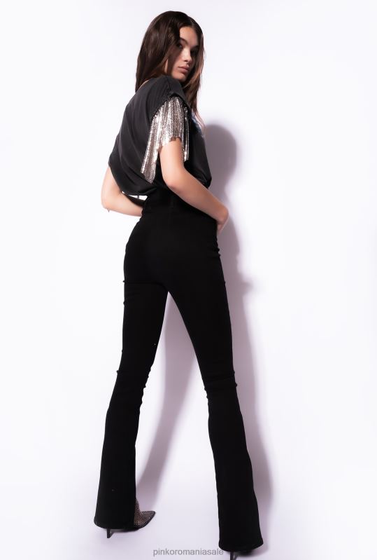 blugi | jeggings slim-fit cu crapatură la tiv Pinko limuzina neagră B0D08722