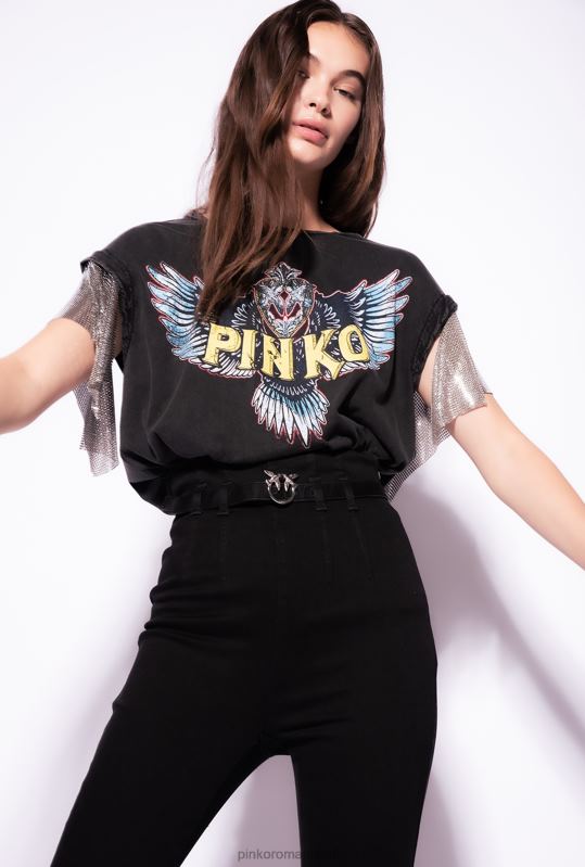 blugi | jeggings slim-fit cu crapatură la tiv Pinko limuzina neagră B0D08722