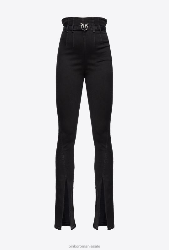 blugi | jeggings slim-fit cu crapatură la tiv Pinko limuzina neagră B0D08722
