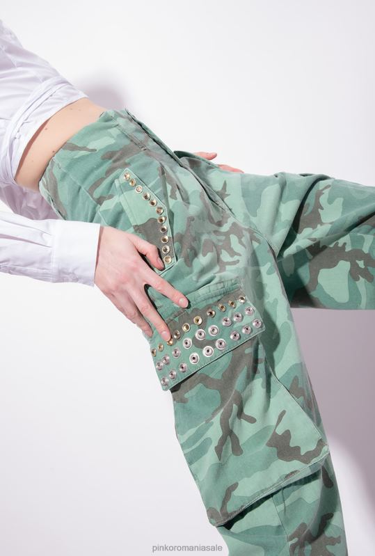 blugi | pantaloni cargo de camuflaj cu strasuri Pinko multicolor: verde/maro B0D08647