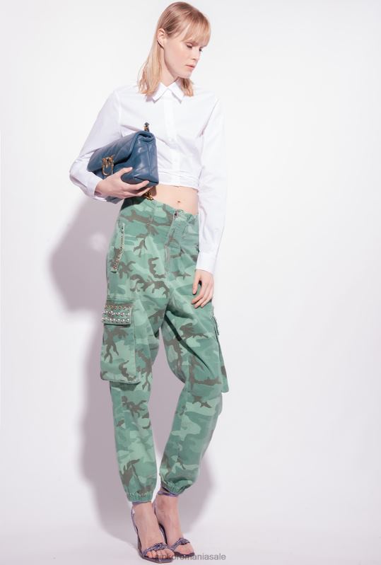 blugi | pantaloni cargo de camuflaj cu strasuri Pinko multicolor: verde/maro B0D08647