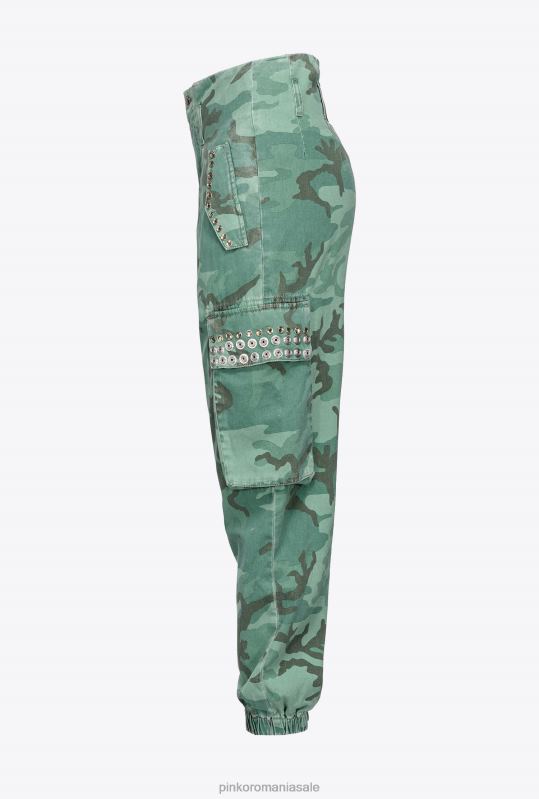 blugi | pantaloni cargo de camuflaj cu strasuri Pinko multicolor: verde/maro B0D08647