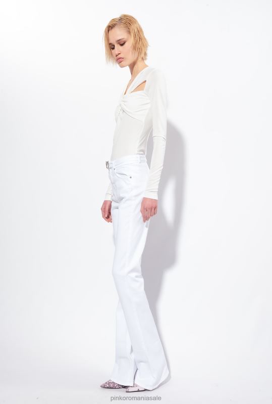 blugi | pantaloni de taur evazați din bumbac Pinko alb strălucitor B0D08858