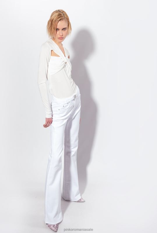 blugi | pantaloni de taur evazați din bumbac Pinko alb strălucitor B0D08858
