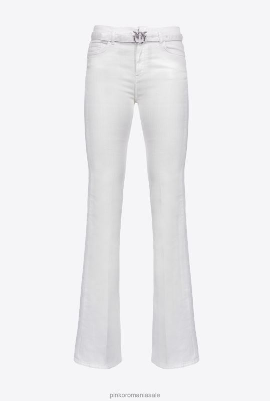 blugi | pantaloni de taur evazați din bumbac Pinko alb strălucitor B0D08858