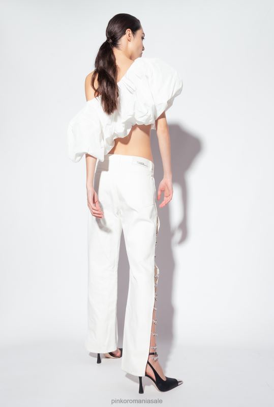 blugi | pantaloni din lant cu strasuri galleria Pinko aproape alb B0D08887