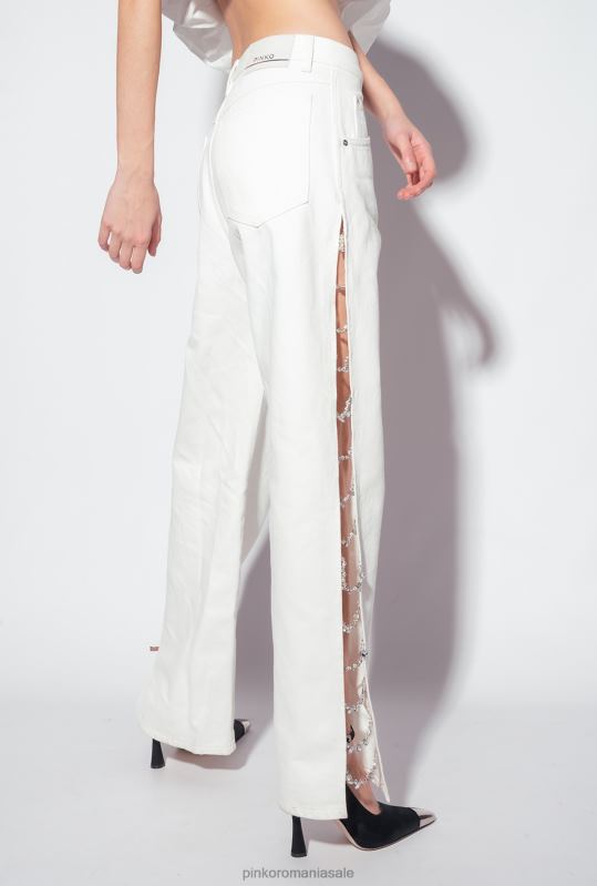 blugi | pantaloni din lant cu strasuri galleria Pinko aproape alb B0D08887