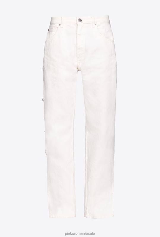 blugi | pantaloni din lant cu strasuri galleria Pinko aproape alb B0D08887