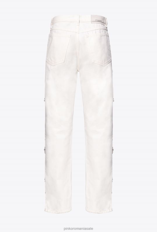 blugi | pantaloni din lant cu strasuri galleria Pinko aproape alb B0D08887