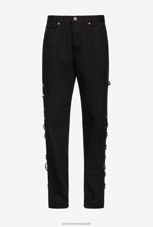blugi | pantaloni din lant cu strasuri galleria Pinko limuzina neagră B0D08888