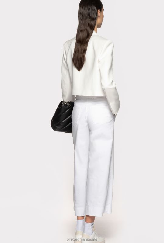 blugi | pantaloni evazati cu centura Pinko alb strălucitor B0D08793