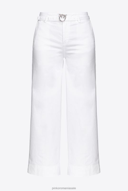 blugi | pantaloni evazati cu centura Pinko alb strălucitor B0D08793