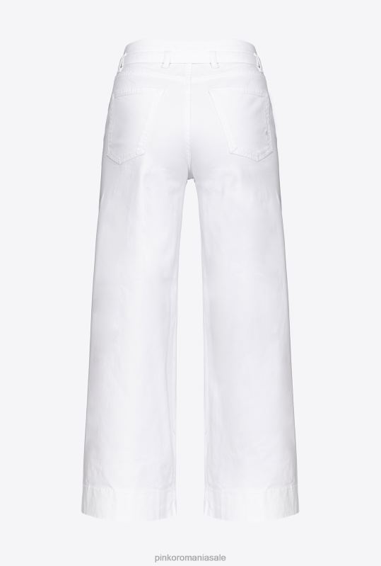 blugi | pantaloni evazati cu centura Pinko alb strălucitor B0D08793