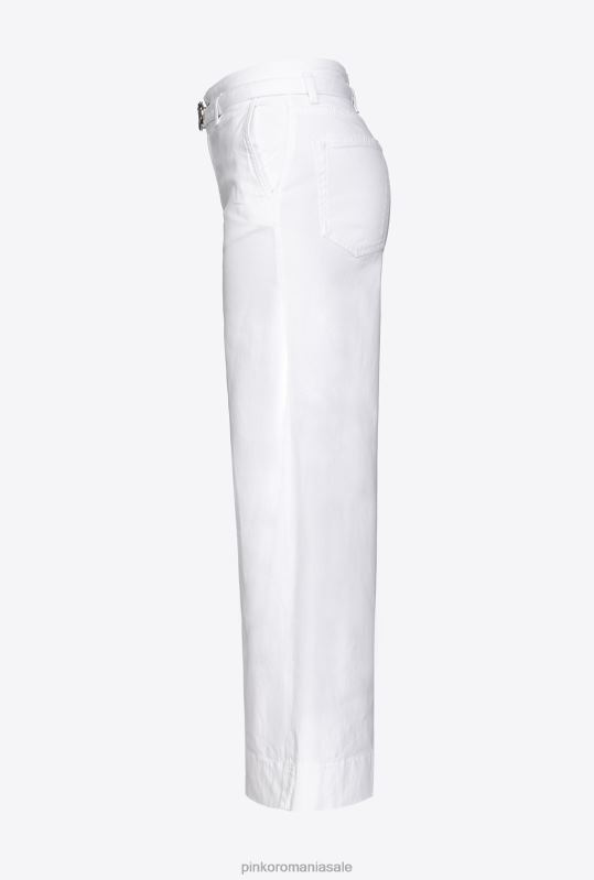 blugi | pantaloni evazati cu centura Pinko alb strălucitor B0D08793