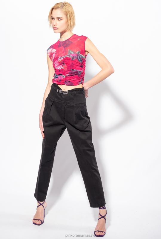 blugi | pantaloni in stil bustiera cu centura Pinko limuzina neagră B0D08860