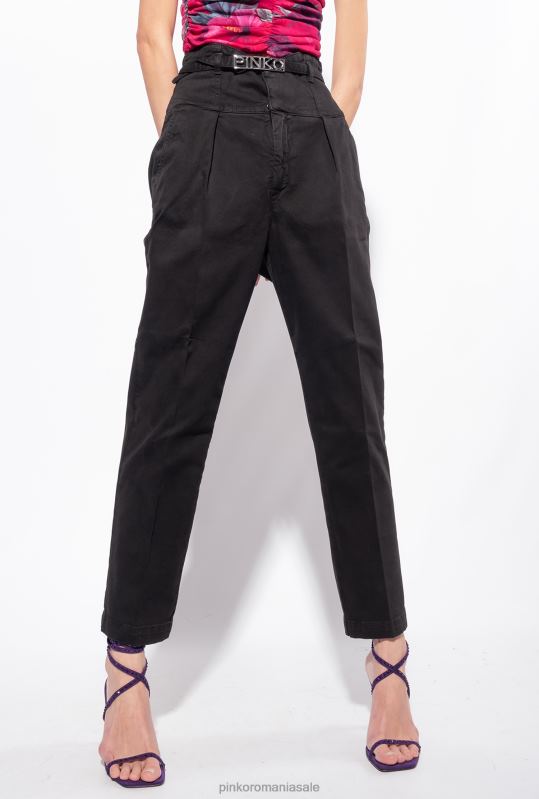 blugi | pantaloni in stil bustiera cu centura Pinko limuzina neagră B0D08860