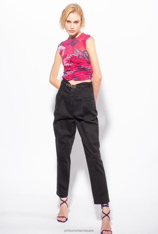 blugi | pantaloni in stil bustiera cu centura Pinko limuzina neagră B0D08860