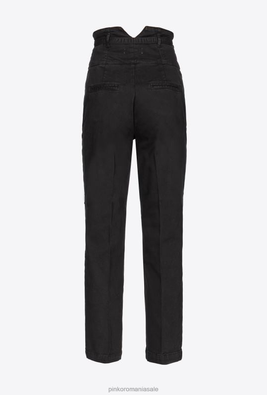 blugi | pantaloni in stil bustiera cu centura Pinko limuzina neagră B0D08860