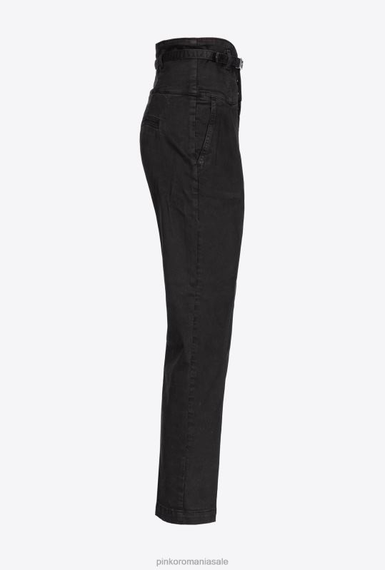 blugi | pantaloni in stil bustiera cu centura Pinko limuzina neagră B0D08860