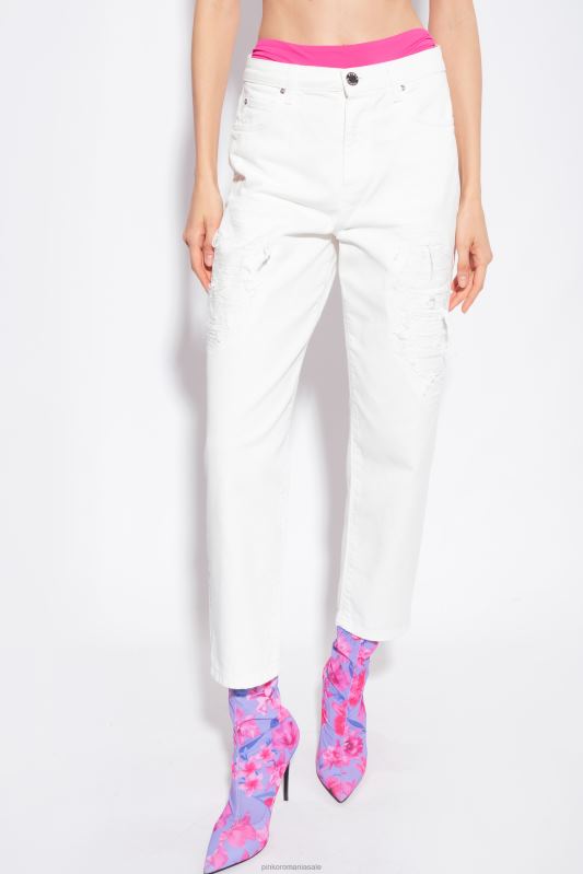 blugi | pantaloni învechiți pentru mom-fit Pinko alb strălucitor B0D08873