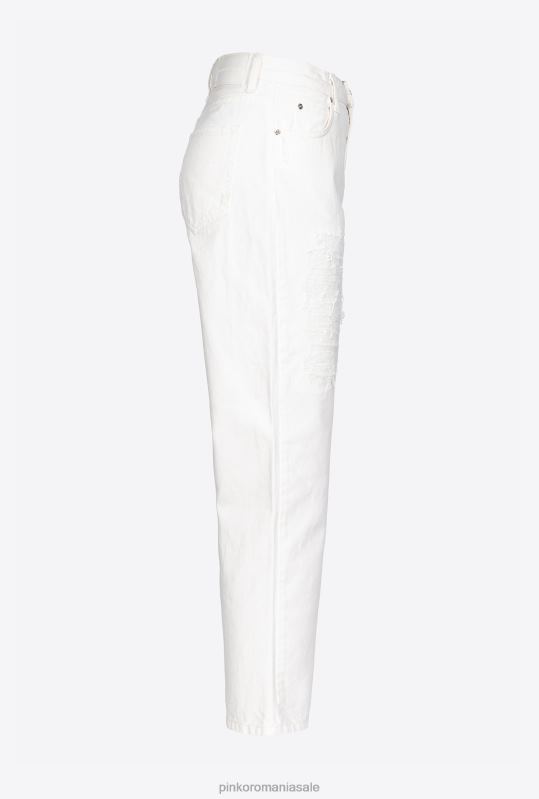 blugi | pantaloni învechiți pentru mom-fit Pinko alb strălucitor B0D08873