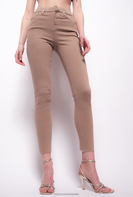 blugi | pantaloni slăbănog cu centură de păsări de dragoste Pinko bej ricin B0D08896