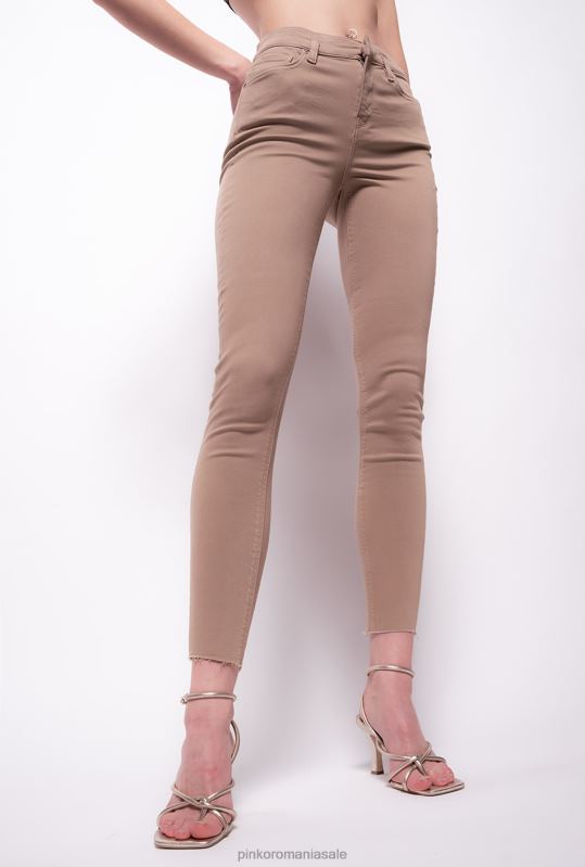 blugi | pantaloni slăbănog cu centură de păsări de dragoste Pinko bej ricin B0D08896