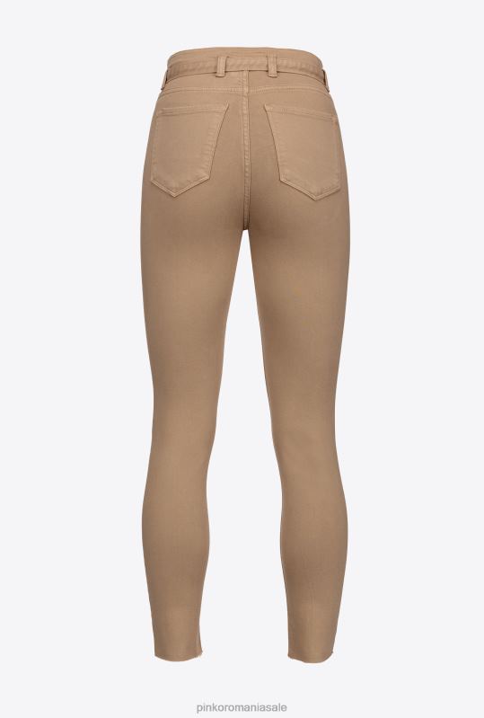 blugi | pantaloni slăbănog cu centură de păsări de dragoste Pinko bej ricin B0D08896