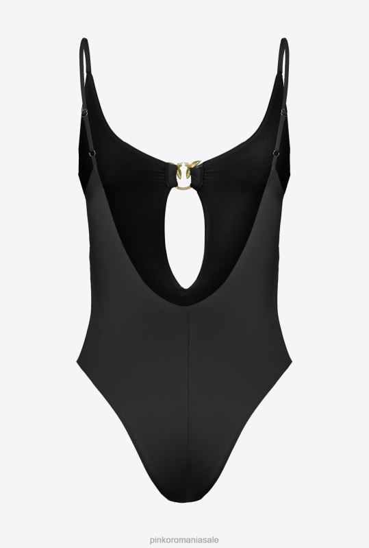 costume de baie | Costum de baie dintr-o singură piesă cu cataramă păsări de dragoste Pinko limuzina neagră B0D08929