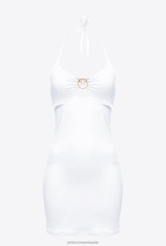 costume de baie | rochie mini cu cataramă păsări de dragoste Pinko alb strălucitor B0D08207