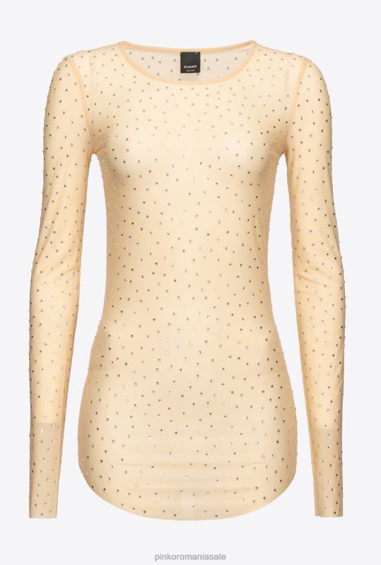 lenjerie | pulover complet cu strasuri Pinko migdal bej-mat B0D08482
