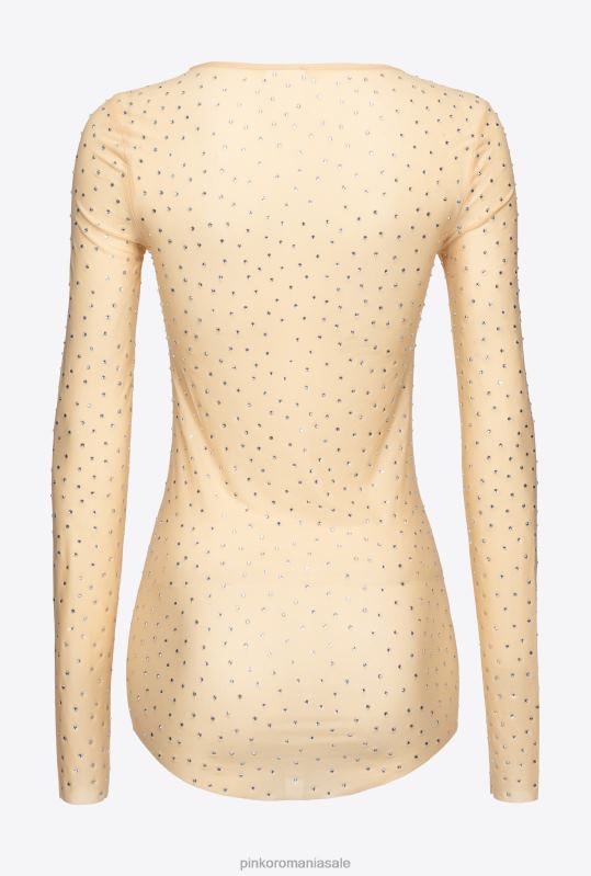 lenjerie | pulover complet cu strasuri Pinko migdal bej-mat B0D08482