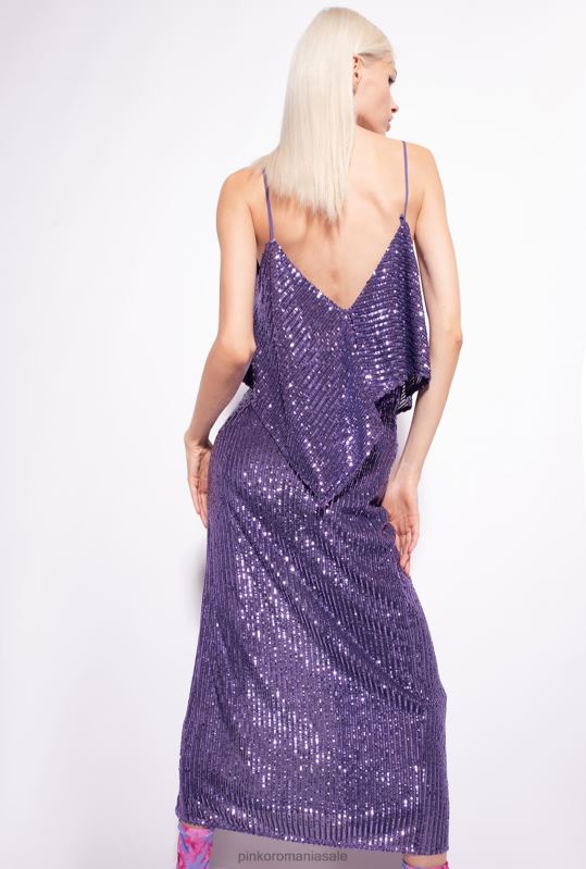 fuste lungi | fusta lungă cu paiete în dungi Pinko liliac lavandă B0D08811