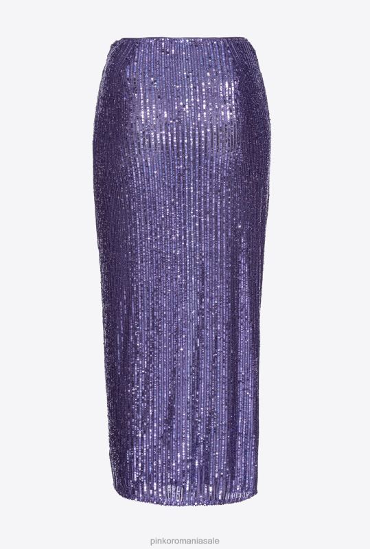 fuste lungi | fusta lungă cu paiete în dungi Pinko liliac lavandă B0D08811
