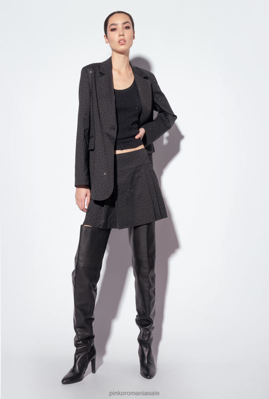 fuste mini | fustă mini din piatră integrală galleria Pinko limuzina neagră B0D08815